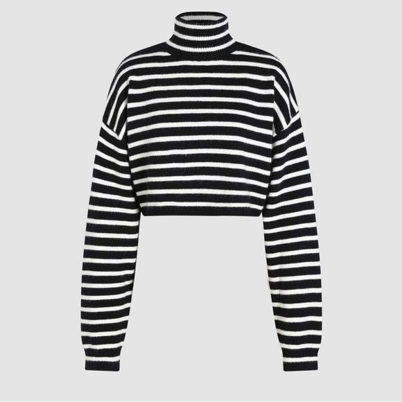 Cider Sweaters - Stripe High Neck Oversized Crop Sweater 💕